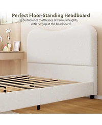 Homfan Soft Upholstered Kids Bed Frame with Headboard, Low Profile Platform, Strong Wooden Slats, Noise-Free, No Box Spring Needed