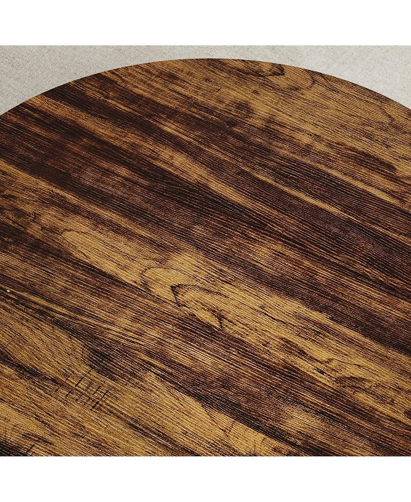 Homfan Modern Industrial 30" Round Coffee Table - 2-Tier Wood and Metal with Open Shelf, Adjustable Feet, Living Room Furniture