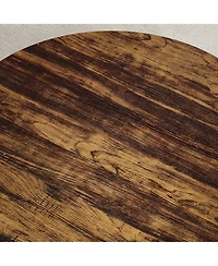 Homfan Modern Industrial 30" Round Coffee Table - 2-Tier Wood and Metal with Open Shelf, Adjustable Feet, Living Room Furniture