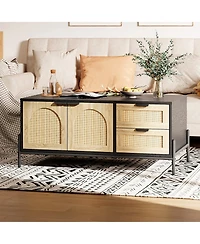 Homfan Perfect Coffee Table with Open Shelves, 2 Tier Modern Industrial Design for Living Room, Rustic Wood Finish for Apartments, Small Table