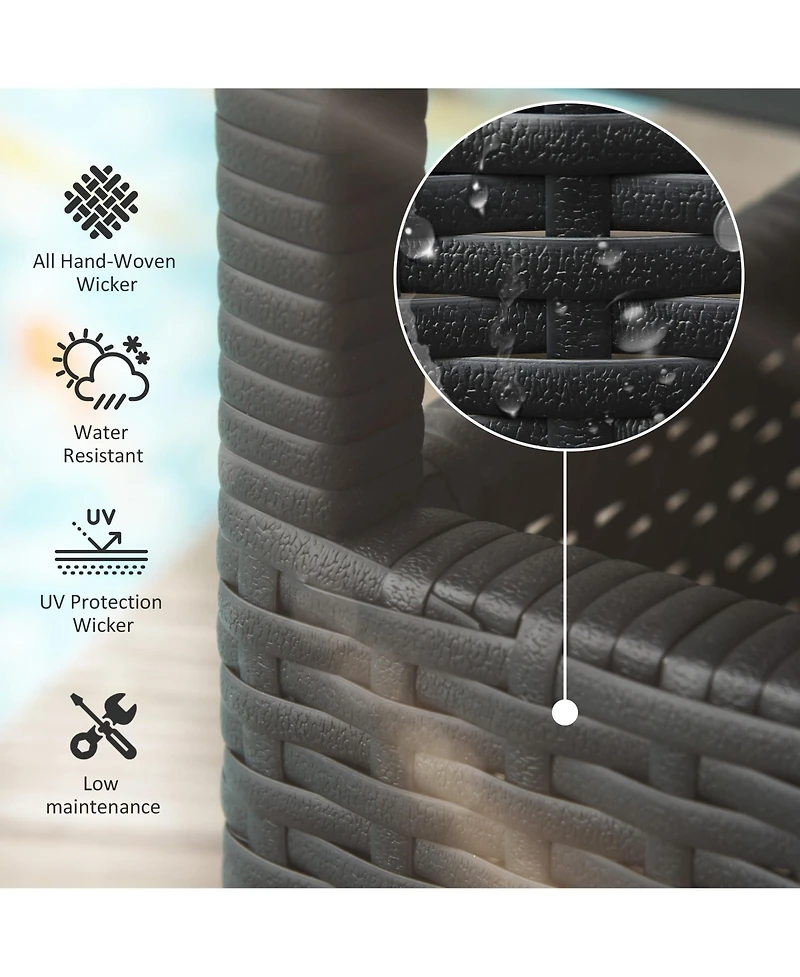 Outsunny Rat Wicker Outdoor Accent Table Umbrella Sd with Umbrella Insert