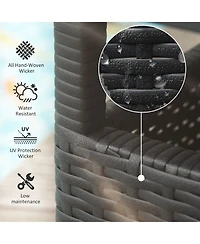 Outsunny Rat Wicker Outdoor Accent Table Umbrella Sd with Umbrella Insert