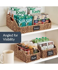 Best Choice Products Hyacinth Angled Pantry Storage Baskets W/ Handles, Chalkboard and Marker (Set of 3)