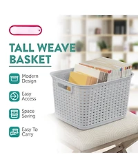 Gnuadz Tall Weave Woven Plastic Storage Baskets With Handles Gift Basket