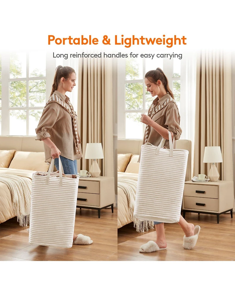 Gnuadz 2 Peice Laundry Basket Collapsible Hamper with Reinforced Handles Freestanding Waterproof Gift