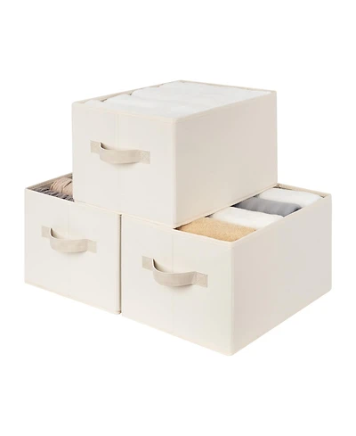 Gnuadz 3 Piece Fabric Closet Organizer Storage Bin Foldable Shelf Basket