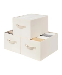 Gnuadz 3 Piece Fabric Closet Organizer Storage Bin Foldable Shelf Basket