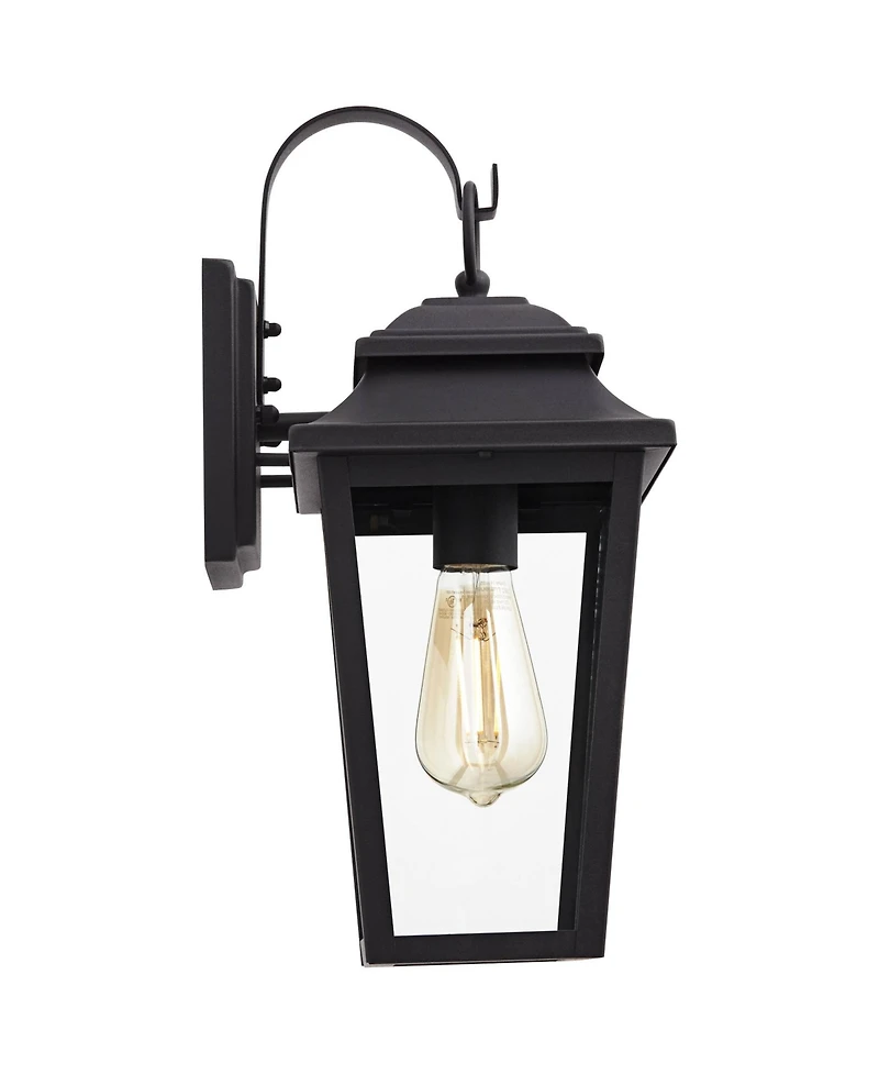 John Timberland Bellis Verde Modern Outdoor Wall Light Fixtures Set of 2 Textured Black Lantern Frame 15 1/4" Clear Glass for Post Exterior