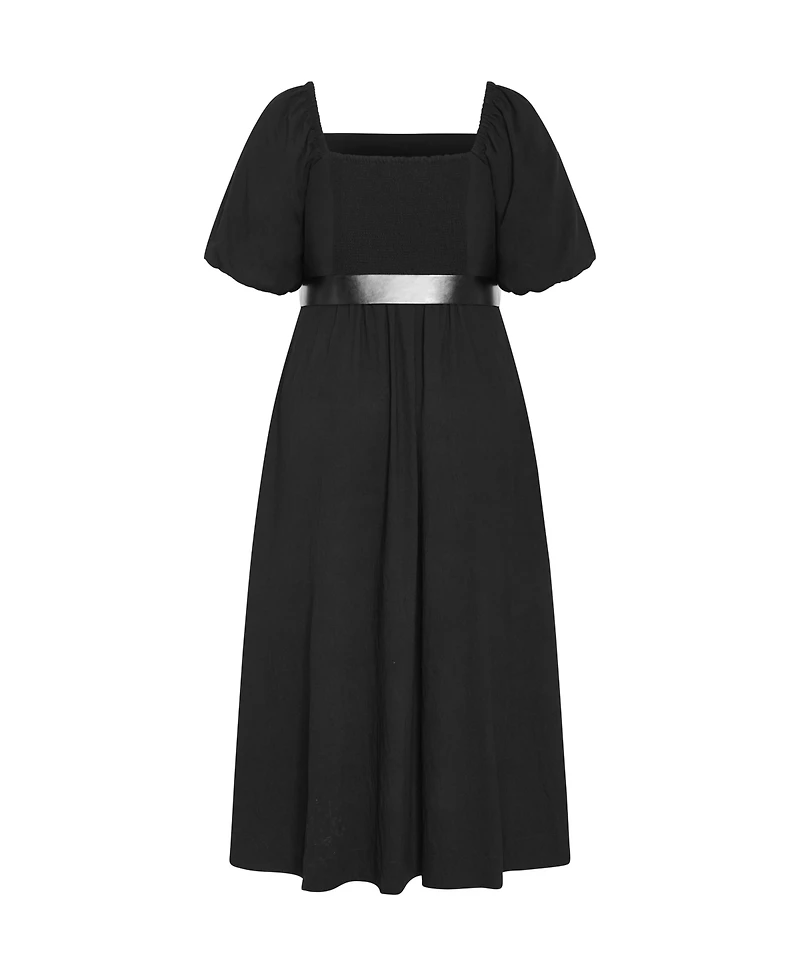 City Chic Women's Collins Puff Sleeve Belted Maxi Dress