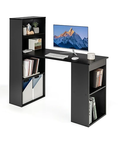 Gouun Computer Desk with 4-Tier Bookcase and Cpu Stand