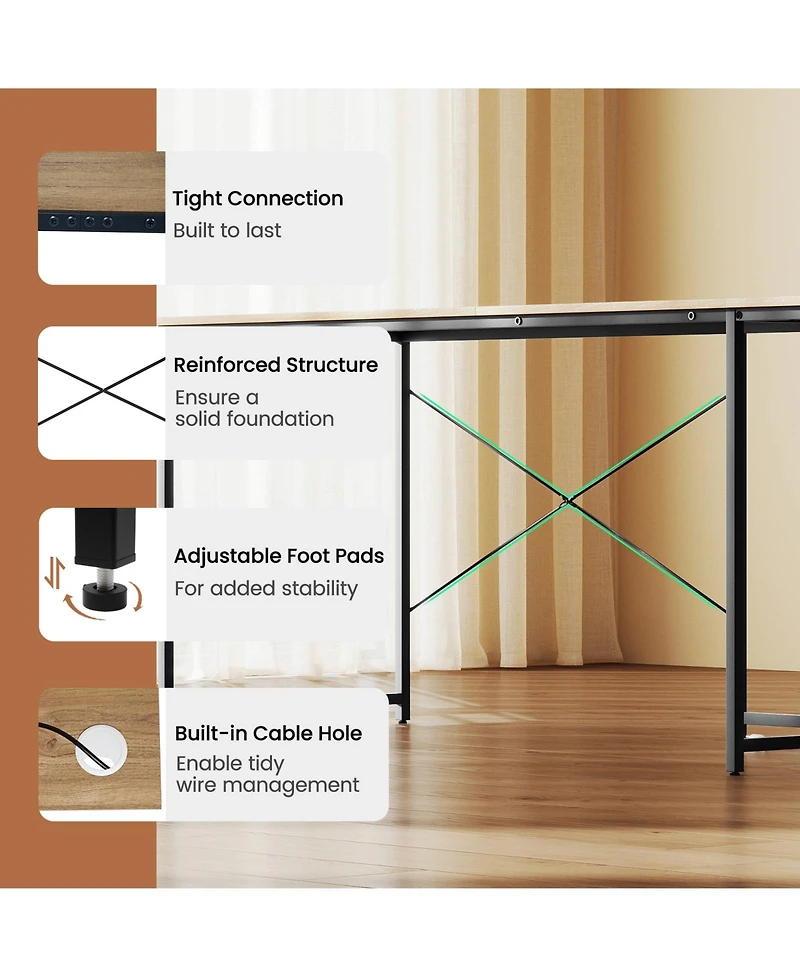 Gouun 2-Person L-Shaped Desk with Monitor Stand, Reversible
