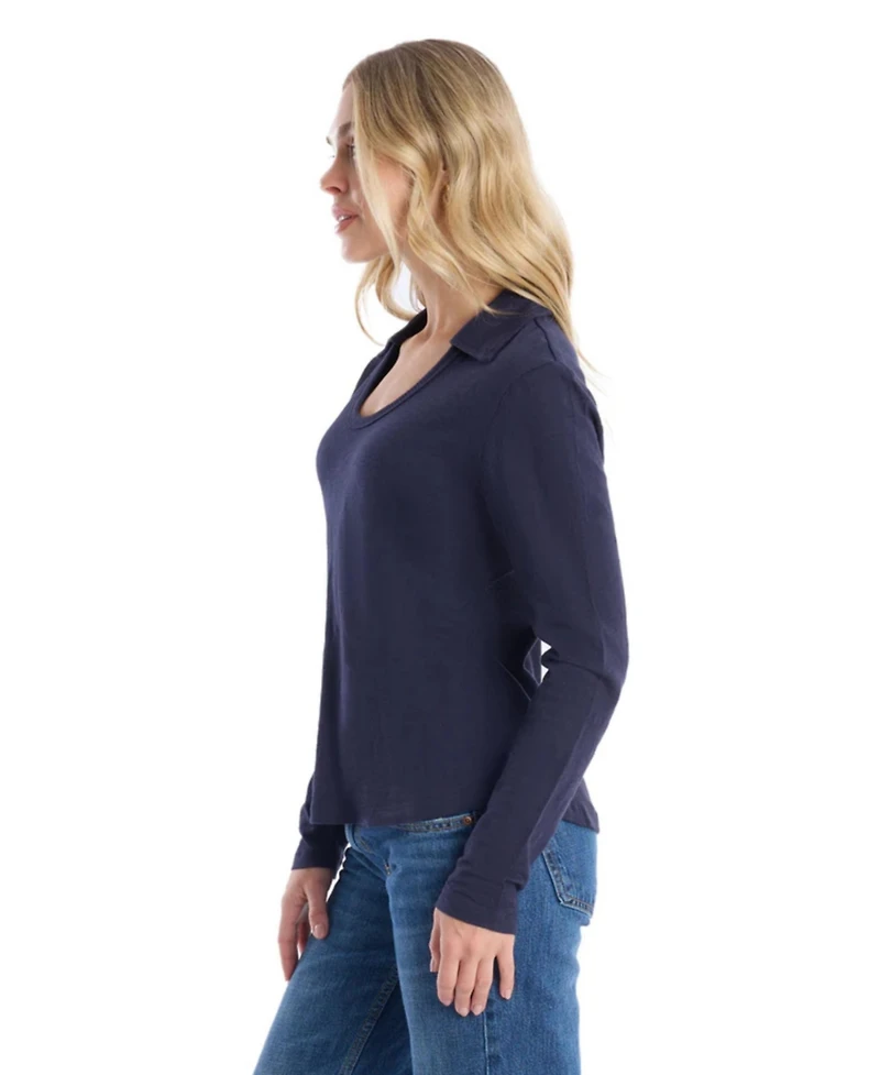 Wilt Clothing Women's Scoop Neck Long Sleeve Polo Tee