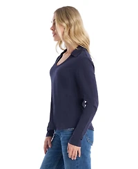 Wilt Clothing Women's Scoop Neck Long Sleeve Polo Tee