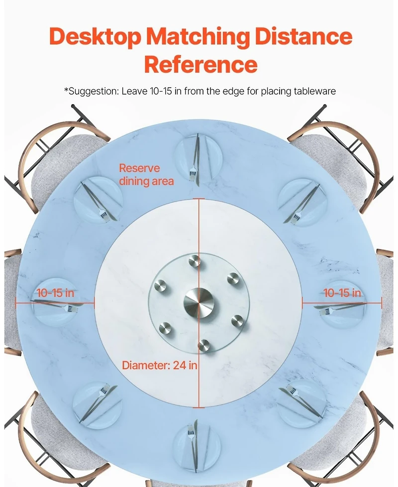 Sugift 30 in Tempered Glass Lazy Susan with 360-degree Rotation for Dining and Gatherings