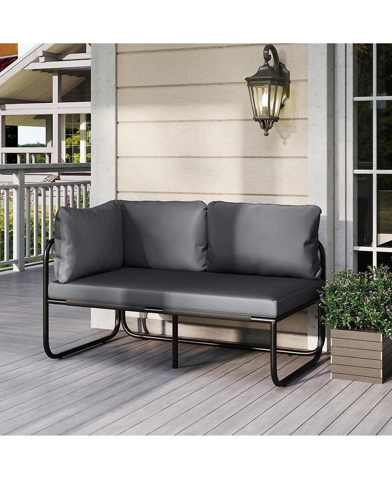 Sugift Patio Loveseat Sofa with Removable Pillows and Seat Cushion