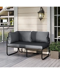 Sugift Patio Loveseat Sofa with Removable Pillows and Seat Cushion