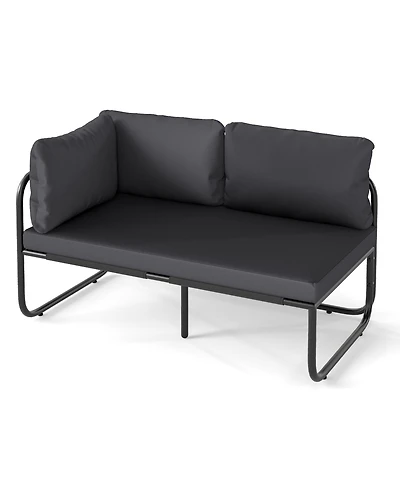 Sugift Patio Loveseat Sofa with Removable Pillows and Seat Cushion