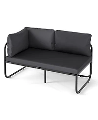 Sugift Patio Loveseat Sofa with Removable Pillows and Seat Cushion