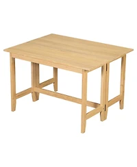 Rainsken Farmhouse Wood Kitchen Dining Table with Folding Drop Leaf, Space-Saving Extendable Table for Living Room