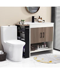 Gouun 4-Tier Slim Rolling Kitchen Storage Cart with Side Handle and Guard Rails