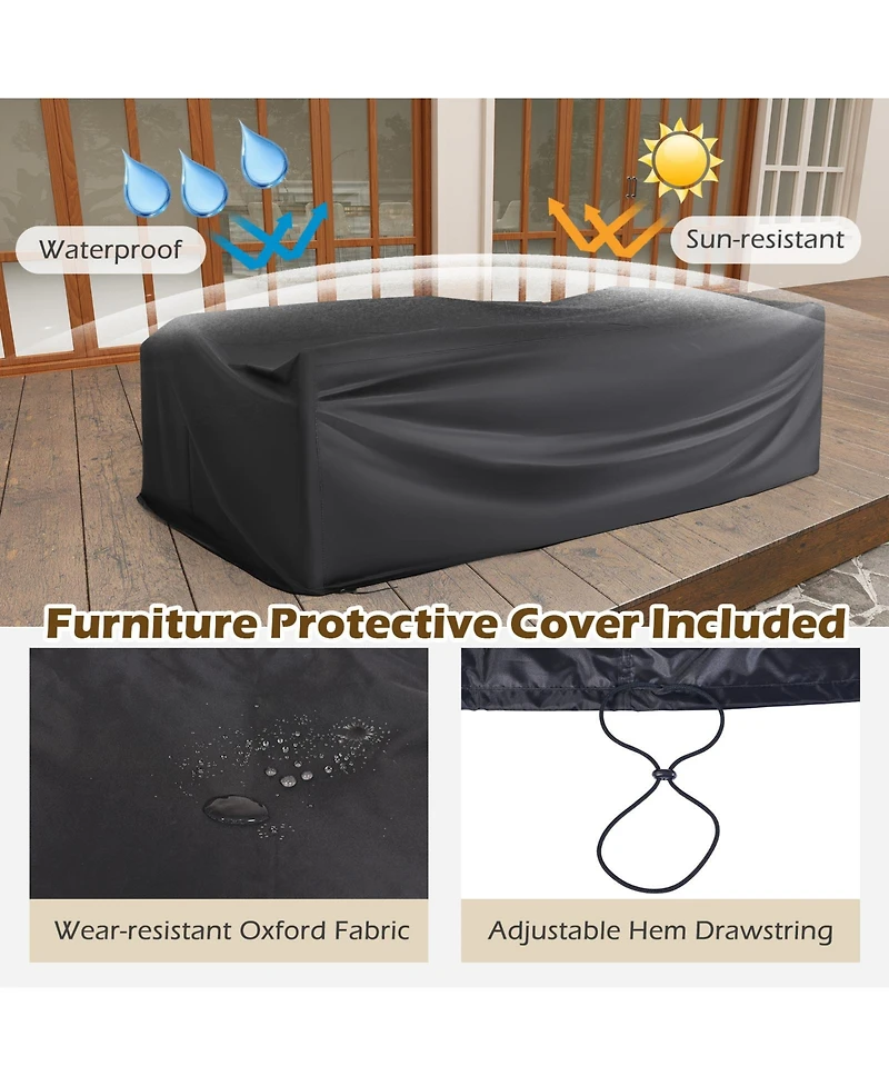 Gymax 8 Pcs Wicker Patio Furniture Set Rattan Sectional Sofa Set w/ Cushions