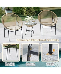 Sugift 3-Piece Patio Acapulco Bistro Set with Glass Table