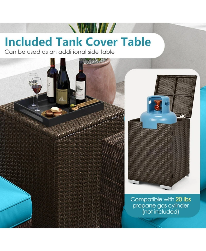 Sugift 7 Piece Outdoor Furniture Set with Fire Pit Table and Propane Tank Cover