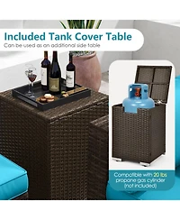 Sugift 7 Piece Outdoor Furniture Set with Fire Pit Table and Propane Tank Cover