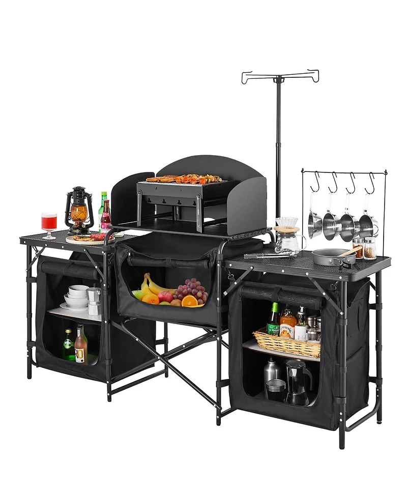 Sugift Portable Camping Kitchen Table Cook Station With Storage for Bbq and Picnic
