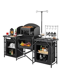 Sugift Portable Camping Kitchen Table Cook Station With Storage for Bbq and Picnic