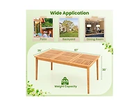 Lucky One 6-Person Outdoor Acacia Wood Rectangular Dining Table with Umbrella Hole