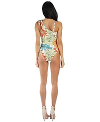 La Moda Clothing Women's Tropical Print One-Shoulder One-Piece Swimsuit