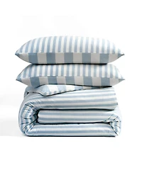 Dkny Reversible Stripe Vintage Washed Cotton 3-Pc. Duvet Set