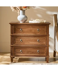 Hulala Home Allisa 28"W 3-Drawer Solid Wood End Table with Built-in Charging Station