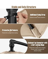 Gouun 10 ft Offset Cantilever Patio Umbrella with Base, Infinite Tilt and 360 Rotation