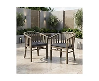 sumyeg Outdoor Wooden Dining Chairs With Cushions(Set of 2)