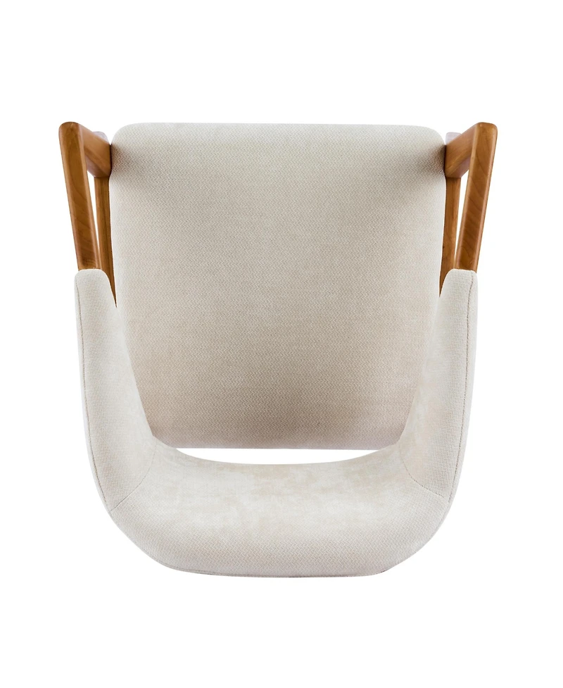 Rainsken Dining Chair Set of 2, Chenille Upholstered Armchair, Wooden Kitchen Chairs with Curved Backrest for Dining Room, Small Spaces