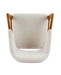 Rainsken Dining Chair Set of 2, Chenille Upholstered Armchair, Wooden Kitchen Chairs with Curved Backrest for Dining Room, Small Spaces