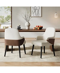 Rainsken Two-Tone Fabric Dining Chair Set of 2, Sturdy Indoor Armchair with Curved Back for Dining and Living Spaces