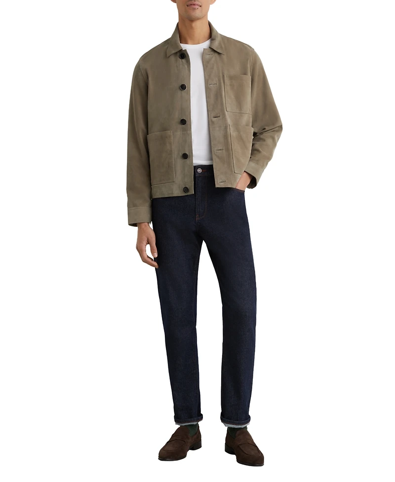 Reiss Men's Suede Patch-Pocket Worker Jacket