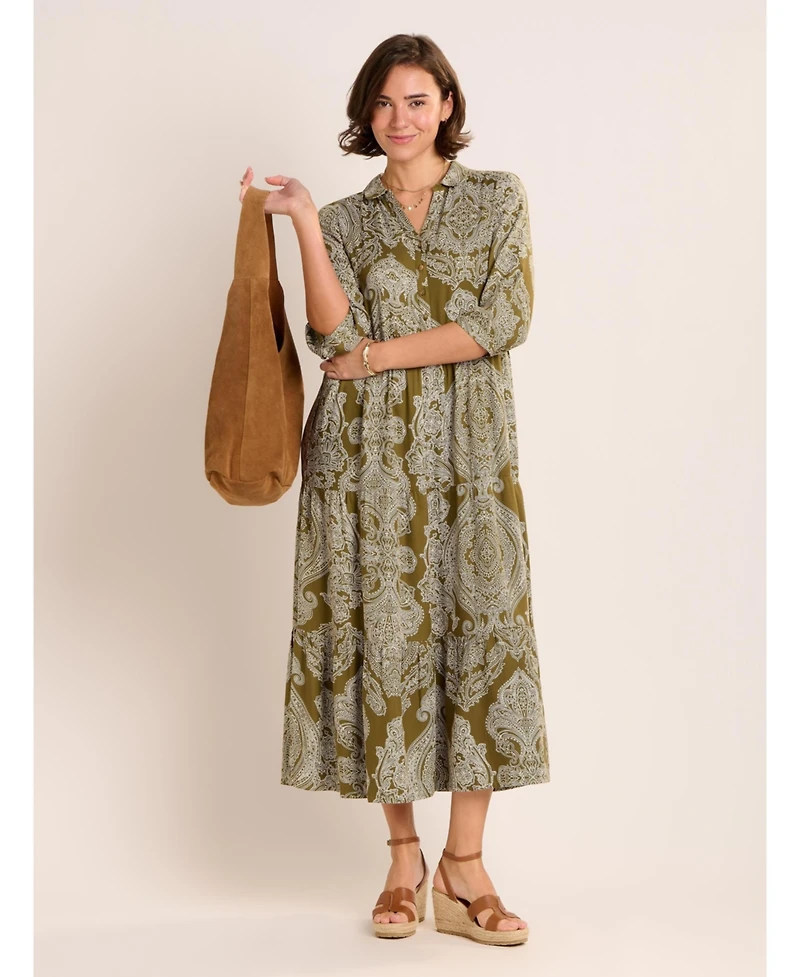 Brakeburn Women's Chara Tiered Maxi Shirt Dress