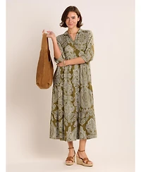 Brakeburn Women's Chara Tiered Maxi Shirt Dress