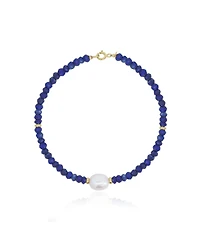 The Lovery Lapis Bead Pearl Bracelet 14K Gold