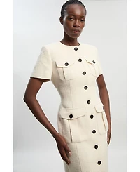 Karen Millen Women's Textured Tweed Tailored Midi Dress