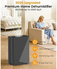 Cowsar 80 Pint Dehumidifier for 4500 Square. Feet, Energy Star, with Drain Hose