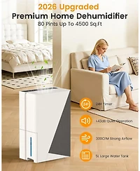 Cowsar 80 Pint Dehumidifier for 4500 Sq. Ft, Energy Star, with Drain Hose