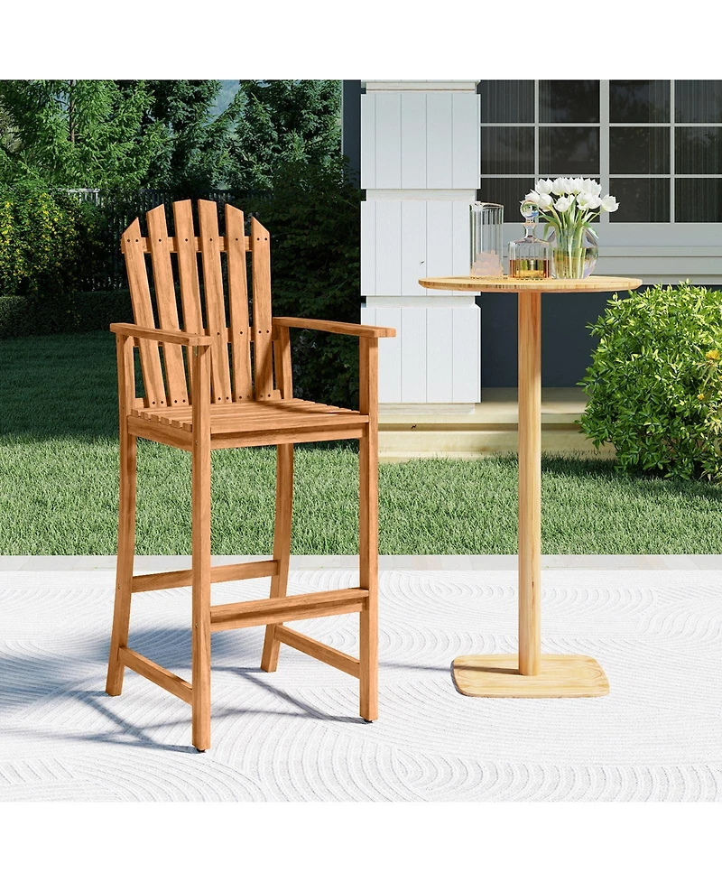 Sugift Tall Adirondack Chair with Armrests and Footrest for Deck