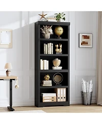 gaomon Tall Farmhouse Bookshelf, 5 Tier Open Bookcase with Adjustable Shelves and Anti-Tip, Storage Organizer for Living Room