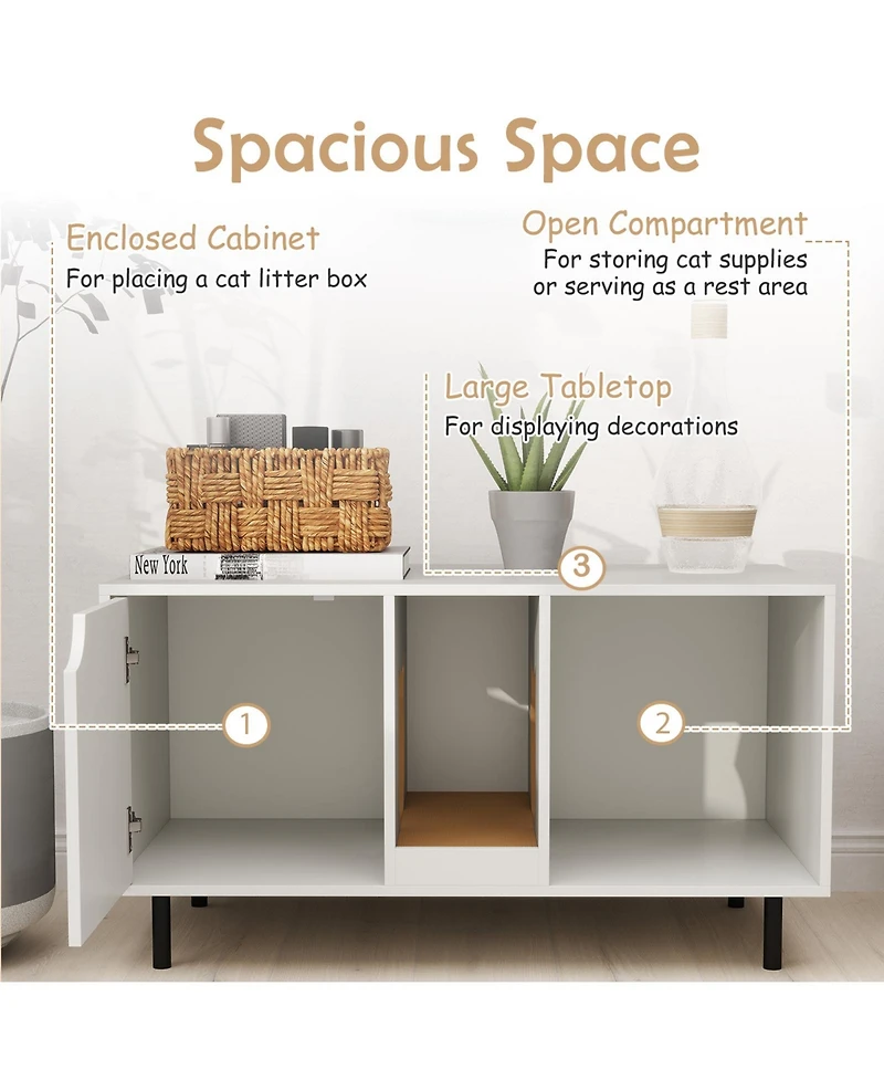 Cozito Cat Litter Box Enclosure 40 in for 2 Cats with Scratcher