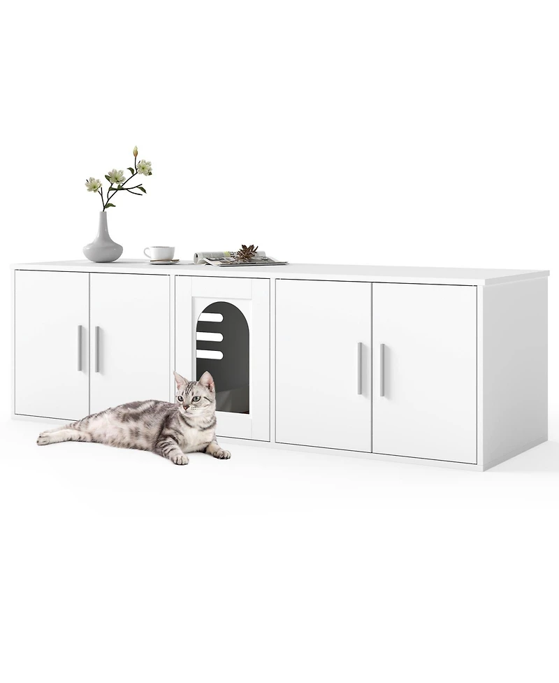 Cozito Cat Litter Box Enclosure 58 in Double Room Sisal Mat